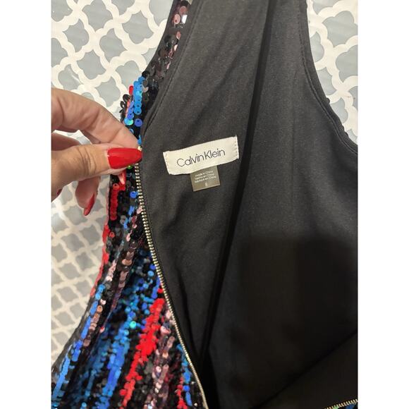 Calvin Klein Mini Dress Tank Shift Sequin Party Color Change Womens Juniors Sz 8 - Picture 5 of 14